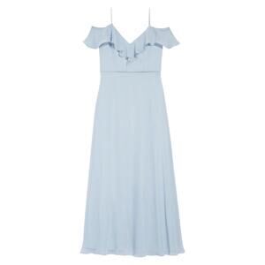 Dessy Collection Blue Mist Cold Shoulder Chiffon Dress Size 6 $206 MSRP